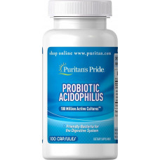 Препарат улучшении пищеварения Puritan's Pride Probiotic Acidophilus 100 капсул  (333724)