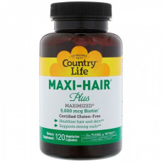 Витамины для кожи, ногтей и волос Country Life Maxi-Hair Plus 120 капсул (104329) Витамины для кожи, ногтей и волос Country Life Maxi-Hair Plus 120 капсул (104329)