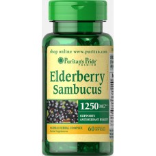Препарат для поддержки имунной системы Puritan's Pride Elderberry Sambucus 1250 мг 60 капсул (333476)