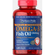 Комплекс незаменимых жирных кислот Puritan's Pride Omega 3 Triple Strength 1360 мг 120 капсул (333703)