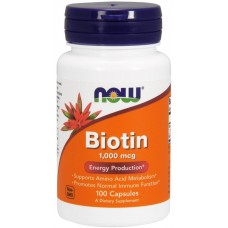 Витамины для кожи, ногтей и волос Now Foods Biotin В7 1000 мкг 100 капсул (333543)