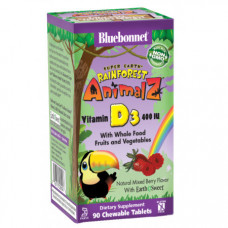 Витамин Д3 для детей Bluebonnet Nutrition Rainforest Animalz Vitamin D3 400 IU 90 таблеток (333063)