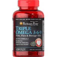 Комплекс незаменимых жирных кислот Puritan's Pride Triple Omega 3-6-9 Fish and Flax Oils 120 капсул (102932)